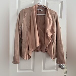 JustFab Women's Light Pink Leather Jacket